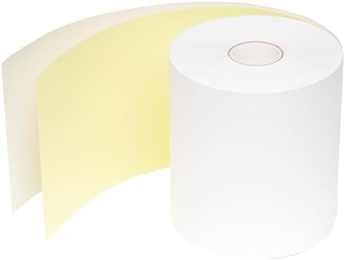 ICONEX 9077-0012, 2 Ply Carbonless Rolls 3" X 100' White Canary, 50 Rolls Per Carton