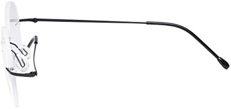 CessBlu Rimless Reading Glasses Round Readers for Men Women (Black) +3.0