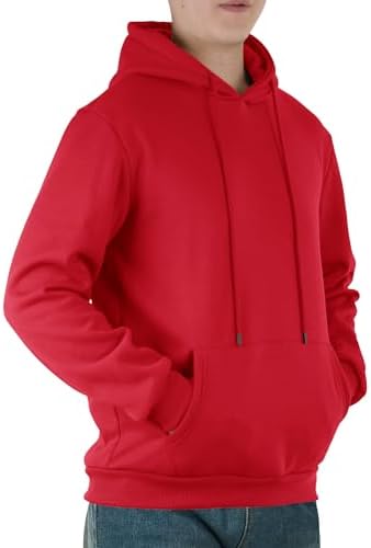 Mens Hooded Sweatshirt Casual Long Sleeve Fleece Hoodies Drawstring Workout Pullover with Kanga Pocket