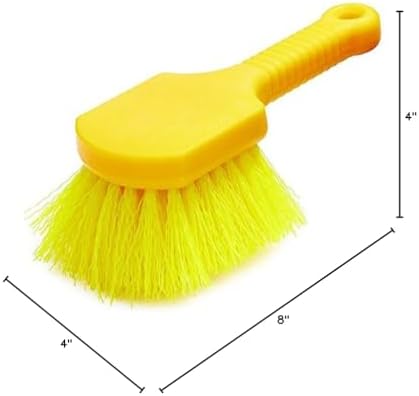 Rubbermaid Commercial 8" Utility Scrub Brush Plastic Handle Synthetic Bristles Cleaning Multi Purpose Heavy Duty Outdoor Wheels and Tires