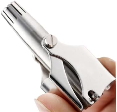Manual Nose Hair Trimmer for Man & Woman,Trimmer for Nose,Ear,Moustache and Whiskers Hair,Waterproof,Stainless Steel with Brush,Nasal Clippers,Comes with a Cleaning Brush, Silver