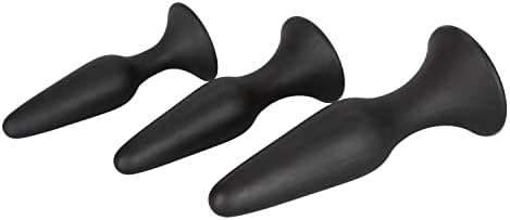 CalExotics Silicone Anal Trainer Kit - 3 Piece Butt Plug Set With Suction Cup - Waterproof Fetish Sex Toys for Couples - Black