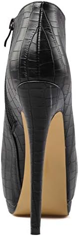 Women's Sexy Stiletto Heel Platform Ankle Boots, Fashion Side Zipper Banquets High Heels Short Booties, Classic Round Toe Leather Bridal Evening Prom Pumps Boot