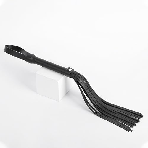 20 Inch Black Faux Leather Whip, Equestrian Horse Flogger Horse Riding Crop Whip, Spanking Flogger for Cosplay BDSM Bedroom Play Adult Sex Toy for Couples Flirting Bondage Punish