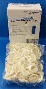 DUKAL TECH-MED Latex Finger Cots Covers Condoms White Small 144/BOX Powder Free Rubber 4423S (Former 4403S)