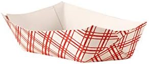 Empress EFT50 Plaid Food Tray, 1/2 lb. Capacity, 6" Height, 13" Width, 3.75" Length, Red (Pack of 1000)