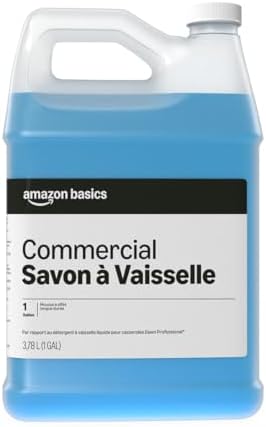Amazon Basics Commercial Liquid Dish Soap, Long-Lasting Suds, Concentrated Formula, 1 Gallon, Pack of 2