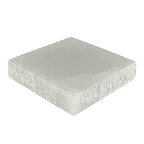 4" Square Selenite Disc Polished Flat Crystal Charging Station Powerful Healing Energy Reiki by CrystalsAhoy