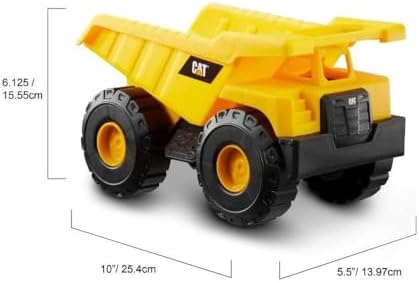 CAT Construction Toys, Construction Fleet 10" Dump Truck Toy - Heavy‑Duty Plastic, Working Tilting Bed & Free‑Rolling Wheels, Indoor/Outdoor Sandbox Truck for Toddlers & Kids Ages 2-6
