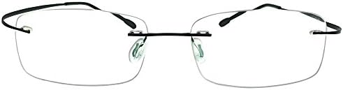 Rimless Computer Readers +0.75 Mens Womens Black Frame Reading Glasses Spectacles w Case