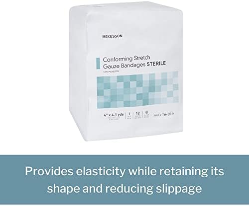 McKesson Conforming Stretch Gauze Bandages, Sterile, 4 in x 4 1/10 yd, 12 Count