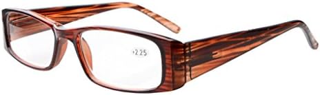 Eyekepper 5-Pack Spring Hinges Rectangular Reading Glasses Readers Brown +2.5