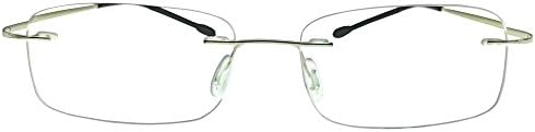 Rimless Computer Readers +0.50 Unisex Silver Color Reading Glasses Eyewear w Case