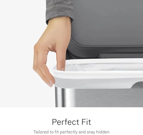 simplehuman Code J 200 Count Custom Fit Liners, Drawstring Kitchen Trash Bags, One-by-One Mess-Free Dispense, Extra Thick & Double Seamed, 50% PCR Plastic, 38-45 Liter / 10-12 Gallon, White