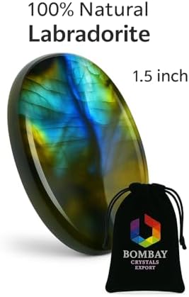Labradorite Worry Stone – Natural Polished Thumb Palm Crystal for Meditation, Pocket Stone for Relaxation & Reiki