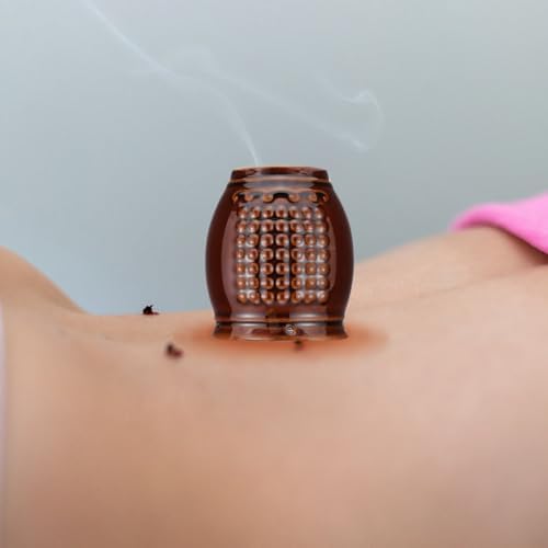 FRCOLOR Ceramic Moxibustion Box and Portable Scraping Cup 3.93X2.83X2.83In Moxa Burner for Acupuncture Therapy and Alternative Medicine at Home