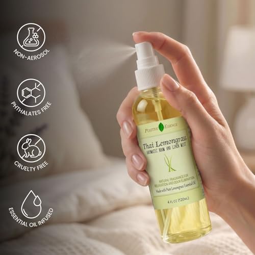 Thai Lemongrass Linen and Room Spray, Natural Air Freshener Made with Pure Lemongrass Essential Oil, Bathroom Air Freshener or Calming Pillow Spray