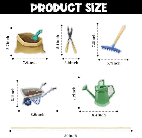 Garden Tool Theme Centerpiece Sticks, Birthday Table Toppers,Gardening Tool Summer Birthday Party Decorations Gardener Retirement Centerpieces for Table Supplies.Set of 15