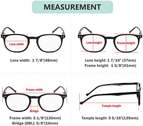 Eyekepper 5-Pack Spring Hinges 80's Classic Reading Glasses Black +1.25