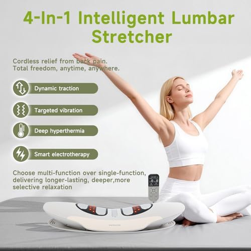 Electric Lumbar Traction Device, Used to Relieve Waist Pain, Multi-Functional Spinal Decompression Device with Dynamic Air Bag Traction, with Heat Therapy and Vibration Massage Functions