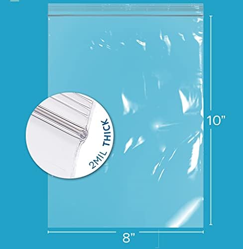 GPI - 8" x 10" - 100 Pack, 2 Mil thick, Large, Clear Plastic Reclosable Zip Bags, Hang Hole For Display, Durable Poly Baggies with Resealable Zip Top Lock for Storage, Packaging & Shipping