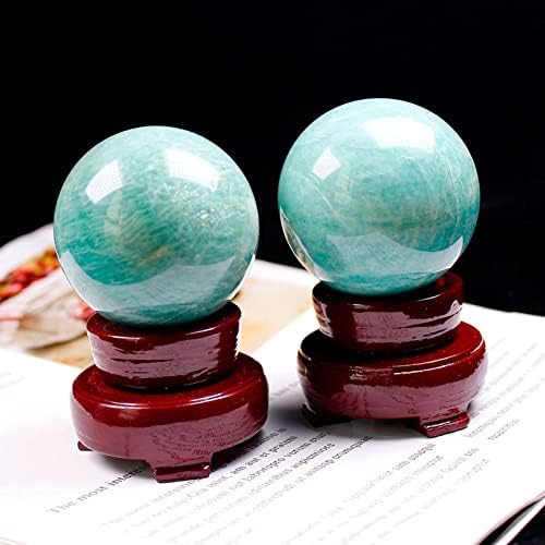 Polished Healing Crystal Ball Sphere Sculpture Tianhe Stone Amazonite Sphere Gemstone Ball for Reiki and Home Decor, Tumbled Palm Stone, Divination Sphere,Diameter1.2