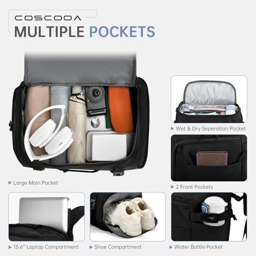 40x30x20cm Travel Bag, Expandable Carry on Backpack 30-35L, 40x30x25cm Travel Backpack Personal item Size Bag,15.6inch Laptop Backpack with Shoe Compartment and Wet Pockets,Mochila de Viaje