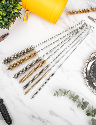 7pcs Brass Wire Brushes Set, 12 inch Pipe Cleaner Brush,Parts Cleaning Brush Bore Brushes for Tubes, Cylinders, Bottle, Auto Parts (6mm/8mm/10mm/12mm/15mm/18mm/20mm)