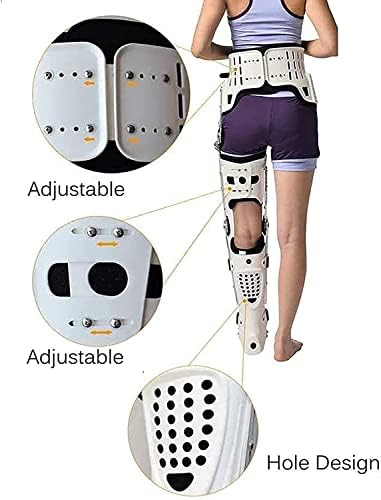 Adjustable Hip Knee Ankle Foot Orthosis Thigh Knee Joint Calf Ankle Fixation Brace Hip Walking Surgery Ligament Support with Walking Boots,Right,Above 90