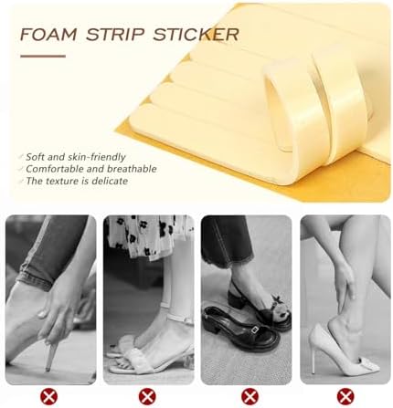 12Pcs Foam Heel Strap Cushion Inserts Self-Adhesive Shoe Back Strips Liners Pads Grips Tapes Stickers for Loose Sandals High Heels (Black+Beige)