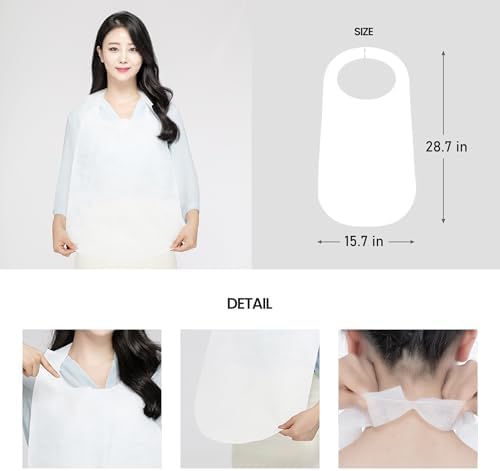 KREAL Adult Bib for Eating (White) | Dining Clothing Protectors for Restaurant, Disposable Plastic Aprons for Food Service