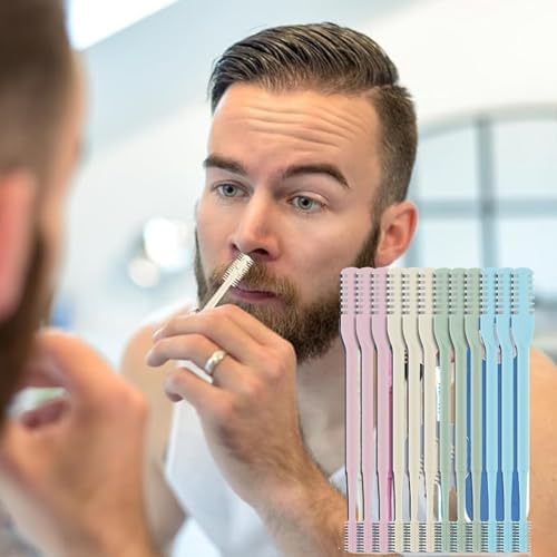 12Pcs Nose Hair Trimmer,2-in-1 Nasal Hair Cutter,Upgraded Manual 360° Rotating Nostril Hair Removal Tool Double Sided Nose Hair Blade for Women Men Personal Cleaning