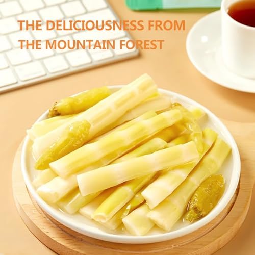Pickled Pepper Bamboo Shoot Tips,Hand Peeled Bamboo Shoots,Chinese Specialty Crispy Bamboo Shoots,Ready to Eat Casual Snacks,for Breakfast Side Dishes Snack and Salad(90gx3bag)