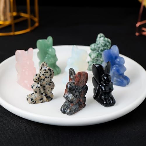 AtkitS 1PC Natural Butterfly Fairy Statue Crystal Carving Reiki Healing Mini Statue Gemstone Craft Decoration Gift (Color : Obsidian)