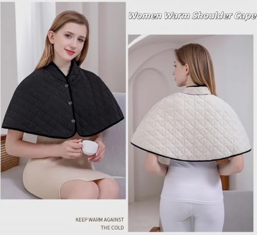 Women Warm Shoulder Cape Winter Thick Fleece Shoulder Wrap Shawl Thermal Neck Back Warmer Windproof Plush Pad