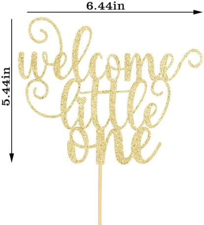 Welcome little one Cake Topper,Baby Birthday Party Cake Toppers Decorations,Baby Gender Reveal Decorations/Party Dinner Party Decorations Supplies( Golden)