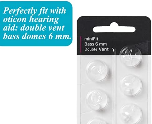 Hearing Aid Domes for Oticon Replacements, Oticon Minifit Double Vent Bass Domes (6 mm/2 Packs), Universal Domes for Oticon Hearing Aid Supplies.