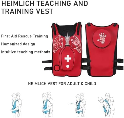Airway Obstruction Simulation Training Wearing Vest with Back Shot, Anti Choking Obstruction Trainer Vest, Adjustable Shoulder Straps and Waist Belt, for First Responder,Red-Children