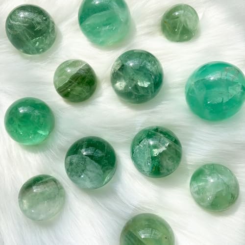 Green Fluorite Crystal Sphere - 2.0-2.4" Inches Decorative Balls, Gem-Grade Clarity, Perfect for Reiki, Chakra, Feng Shui, Meditation, and Healing, Witchcraft Supplies