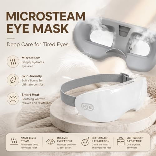 Beminda Steam Therapy Pro, Steam Eye Mask for Dry Eyes, Beminda Steam Eye Therapy, Adjustable Eye Steamer with Heat & Smart Nano Mist Moisturizing