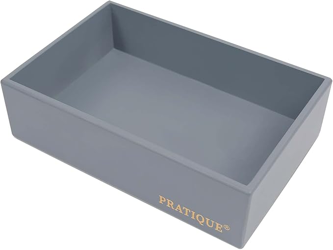 Bamboo Drawer Organizer - Kitchen Utensil Organizer Silverware Tray Cutlery Holderï¼Office Desk Supplies and Accessories,8.9 * 5.9 * 2.6,Grey