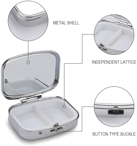 Metal 2 Compartment Pill Organizer Travel Friendly Portable Compact Pill Box,Cute Pill Case to Hold Vitamins,Fish Oil,Supplements,Meds,Tablet for Purse,Pocket (The Running Horse)