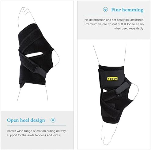 Yosoo Health Gear Yosoo Ankle Brace - Breathable Neoprene Adjustable Compression Ankle Support stabilizer for Ankle Sprain Tendons, One Size, Black