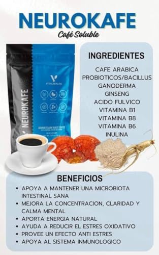 Neurokafe Premium Black Coffee with Ganoderma and Ginseng, Nootropic Blend, 150g