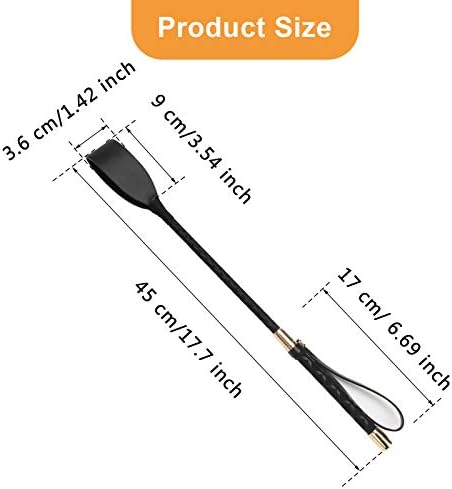 Coolrunner Riding Crop for Horse, 18 Inch Horse Whip with PU Leather Equestrianism Horse Crop Double Slapper Horse Whip Black Crops for Horses
