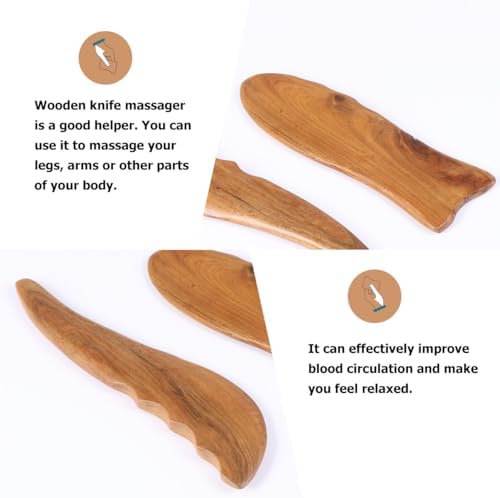 Natural Wood Gua Sha Scraping Board 2pcs Set, Handheld Sandalwood Finger Fish-Shaped Massagers for Skin Care and Muscle Relaxation, Portable Wooden Scraping Plates for Facial