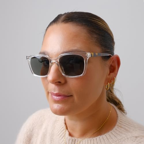 OPULIZE KOI Reading Sunglasses for Women Men,Scratch Resistant Large Rectangular frame with Spring Hinges Tinted lens UV400, Black, Clear +2.5 (Pack of 2)