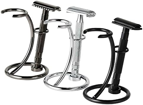 1 Piece Metal Shaving Brush and Razor Holder Shave Brush Stand Beard Brush Holder Razor Stand Razor Brush Holder for Razor Storage Men's Shaving Tool, Silver