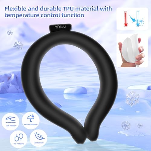 Neck Cooling Tube, Wearable Body Cooler Freeze Below 64°F with Insulated Bag, Reusable Cooling Neck Wraps for Summer, Outdoor Sports, Hiking, Travel, Hot Weather Relief for Men & Women (Black*2)