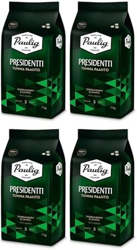 Paulig Presidentti Dark Roast bean Coffee 4 Packs of 1kg